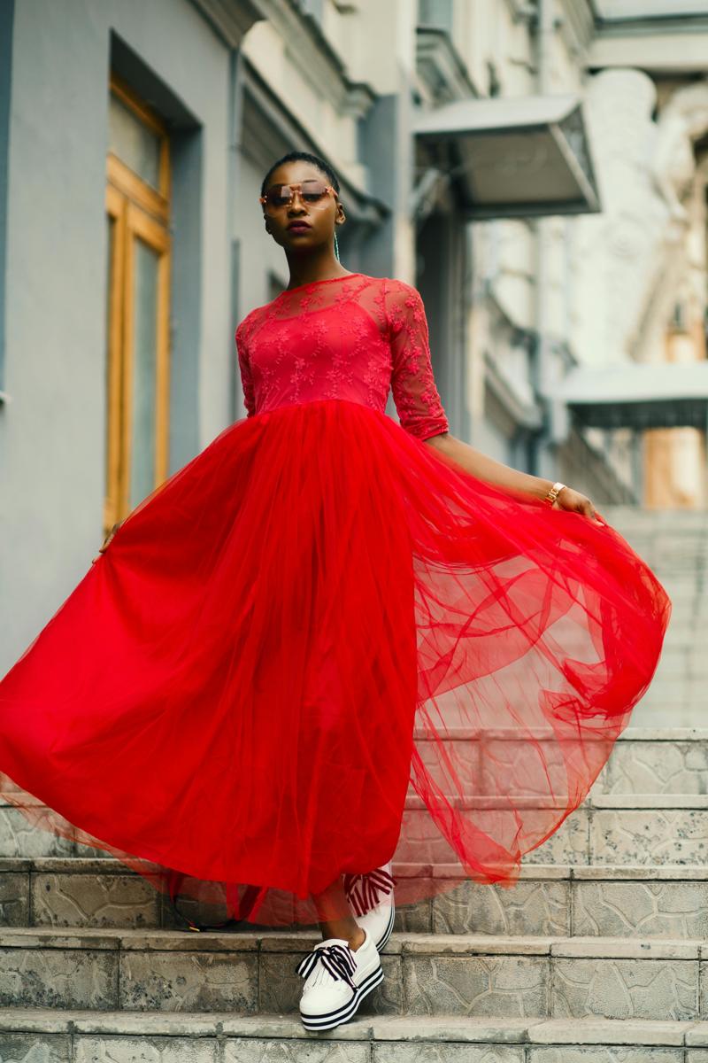 red dress